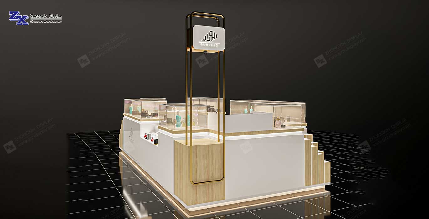 High-end perfume kiosk design retail fragrance booth design for mall