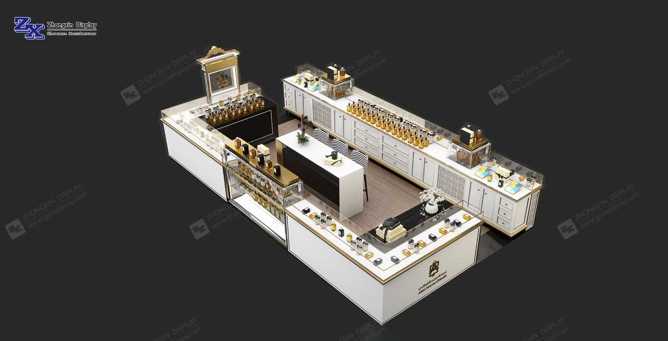 High-End perfume kiosk design custom fragrance display booth for mall