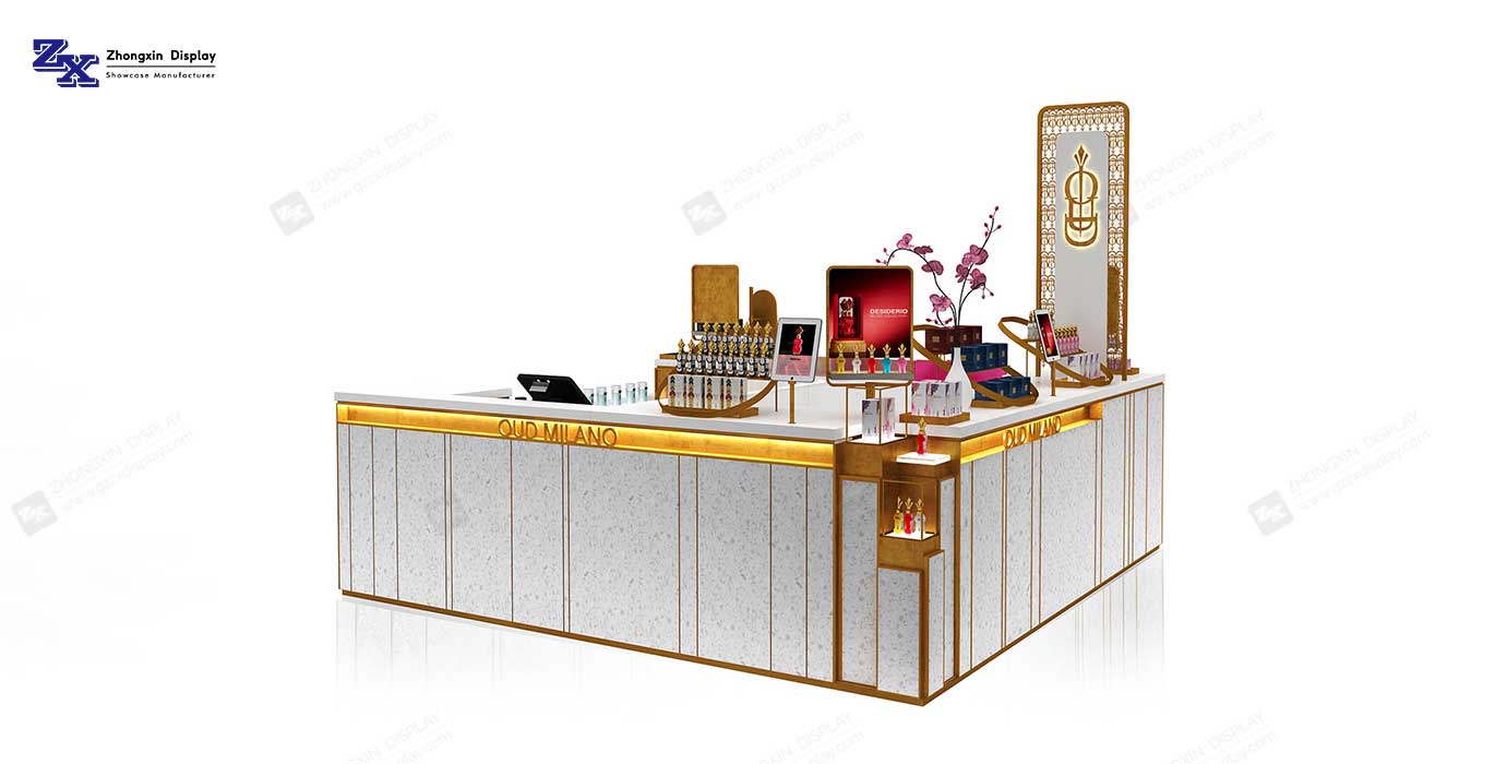 Hot-sale makeup retail kiosk design luxury perfume display booth for sale