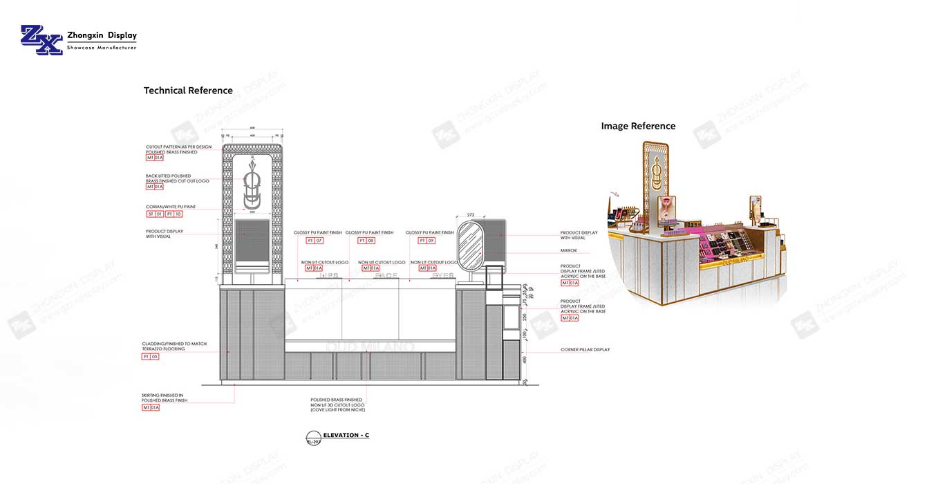 Hot-sale makeup retail kiosk design luxury perfume display booth for sale