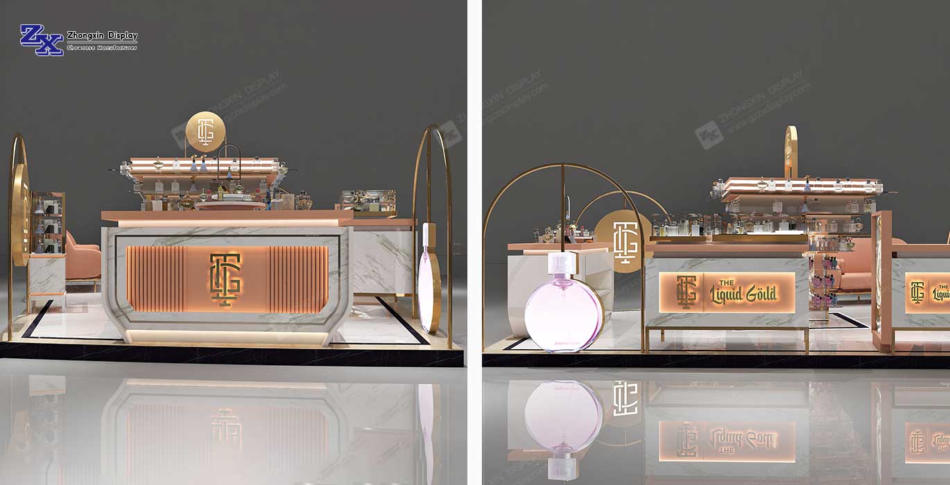 High End Perfume Kiosk Fragrance Display Counter Mall Perfume Showcase For Sale