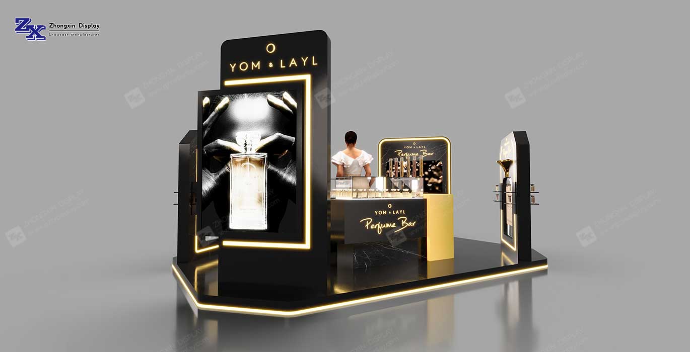 Shopping mall creative perfume kiosk design fragrance experience bar booth