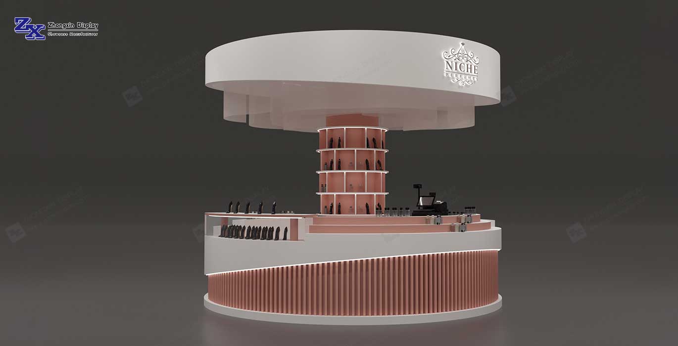 2025 Circular Retail Island Kiosk Perfume and Fragrance Retail Kiosk Design