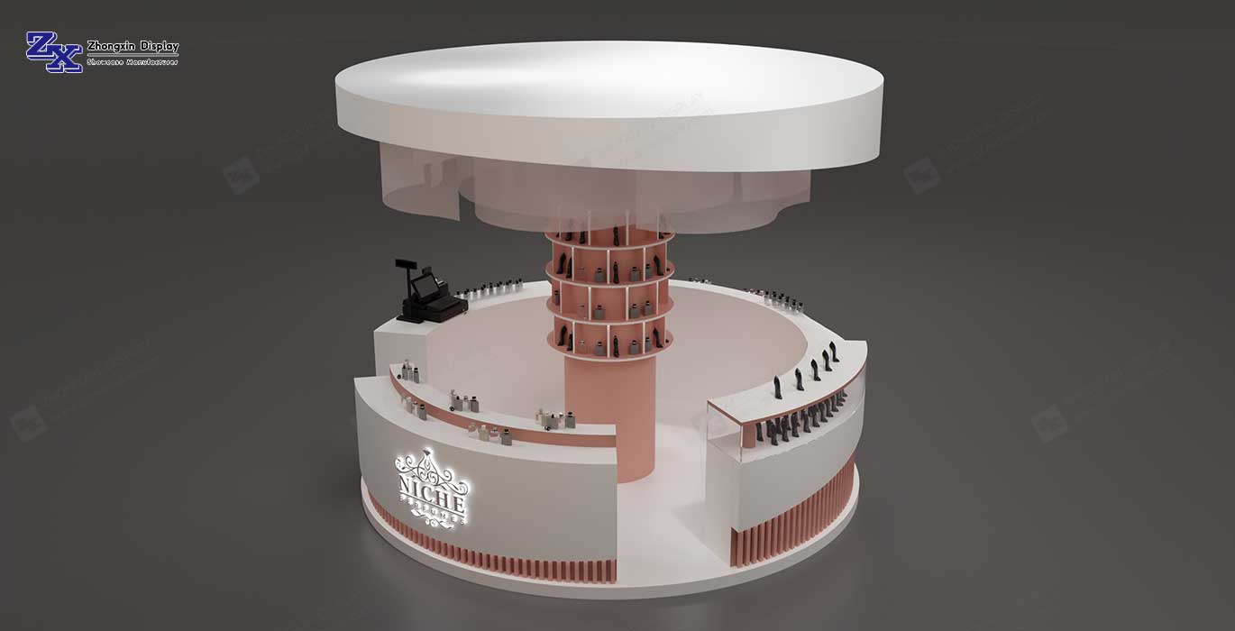 2025 Circular Retail Island Kiosk Perfume and Fragrance Retail Kiosk Design