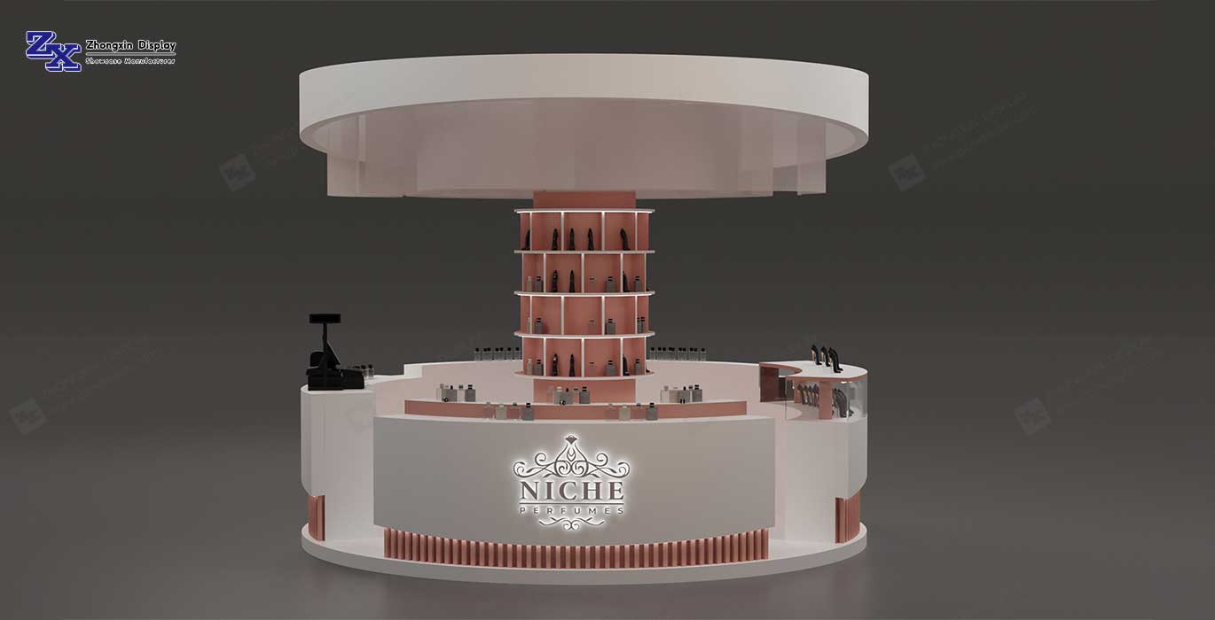 2025 Circular Retail Island Kiosk Perfume and Fragrance Retail Kiosk Design